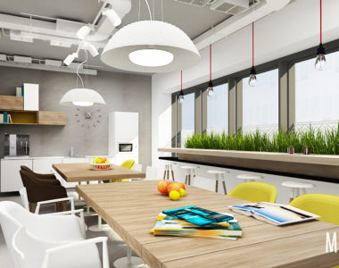 Sanofi Aventis – projekt biura w Warszawie – strefa kuchni pracowniczych