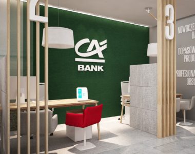 Credit Agricole – koncept sieci placówek banku, projekty wnętrz banków